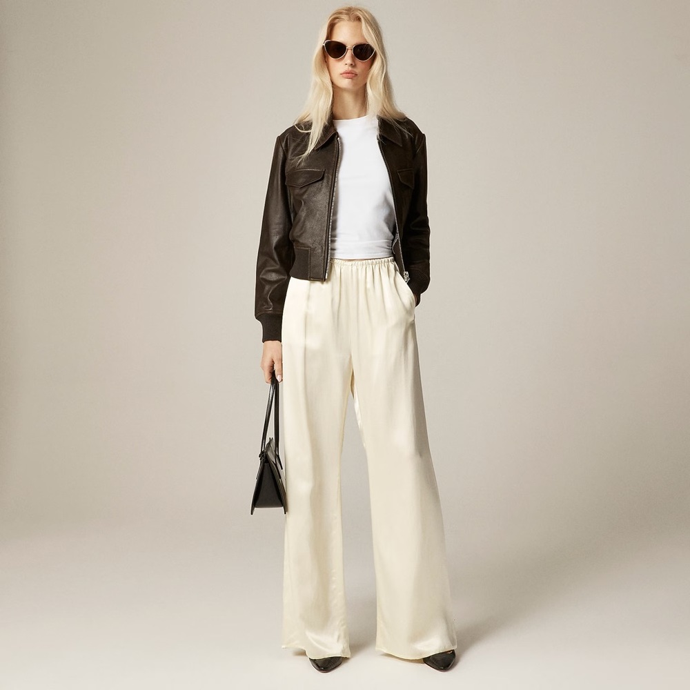 SOLD NWT J.Crew Cosmo Pant in Luster Charmeuse Ivory Lace Cream XXS 0 $158